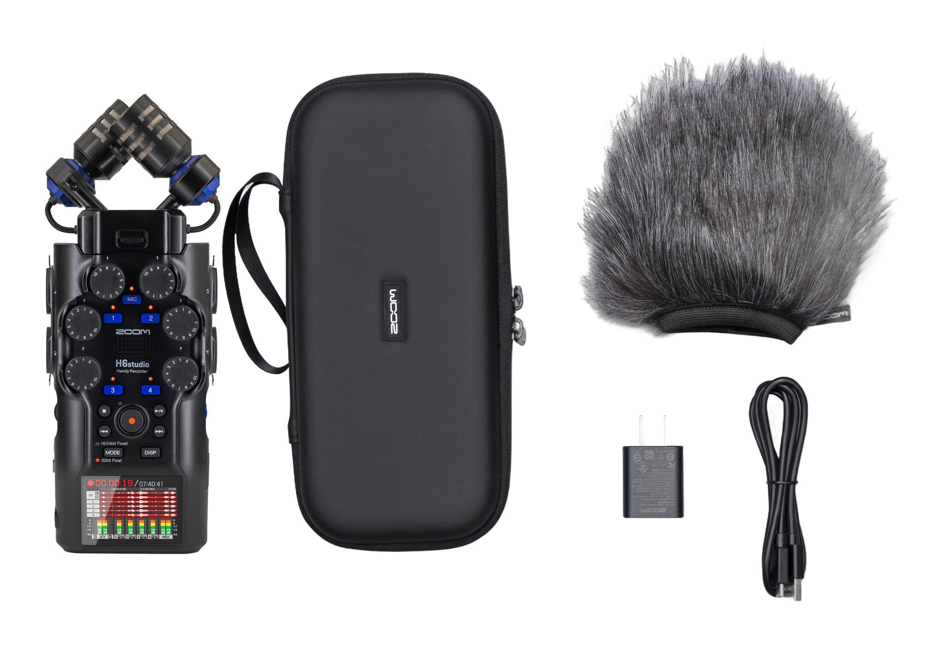 ZOOM H6studio(専用アクセサリパック/APH-6st付) 大口径ステレオマイク スタジオグレードプリアンプ 32bitフロート録音 フラッグシップモデルハンディレコーダー【送料無料】