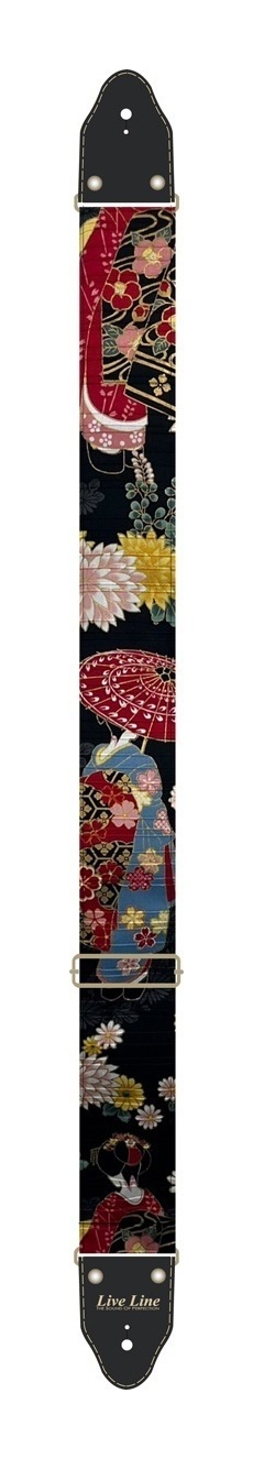 Live Line LSB48MKB 舞子/ブラック 和柄 70mm幅 ギター ストラップ【メール便発送・全国送料無料・代金引換不可】
