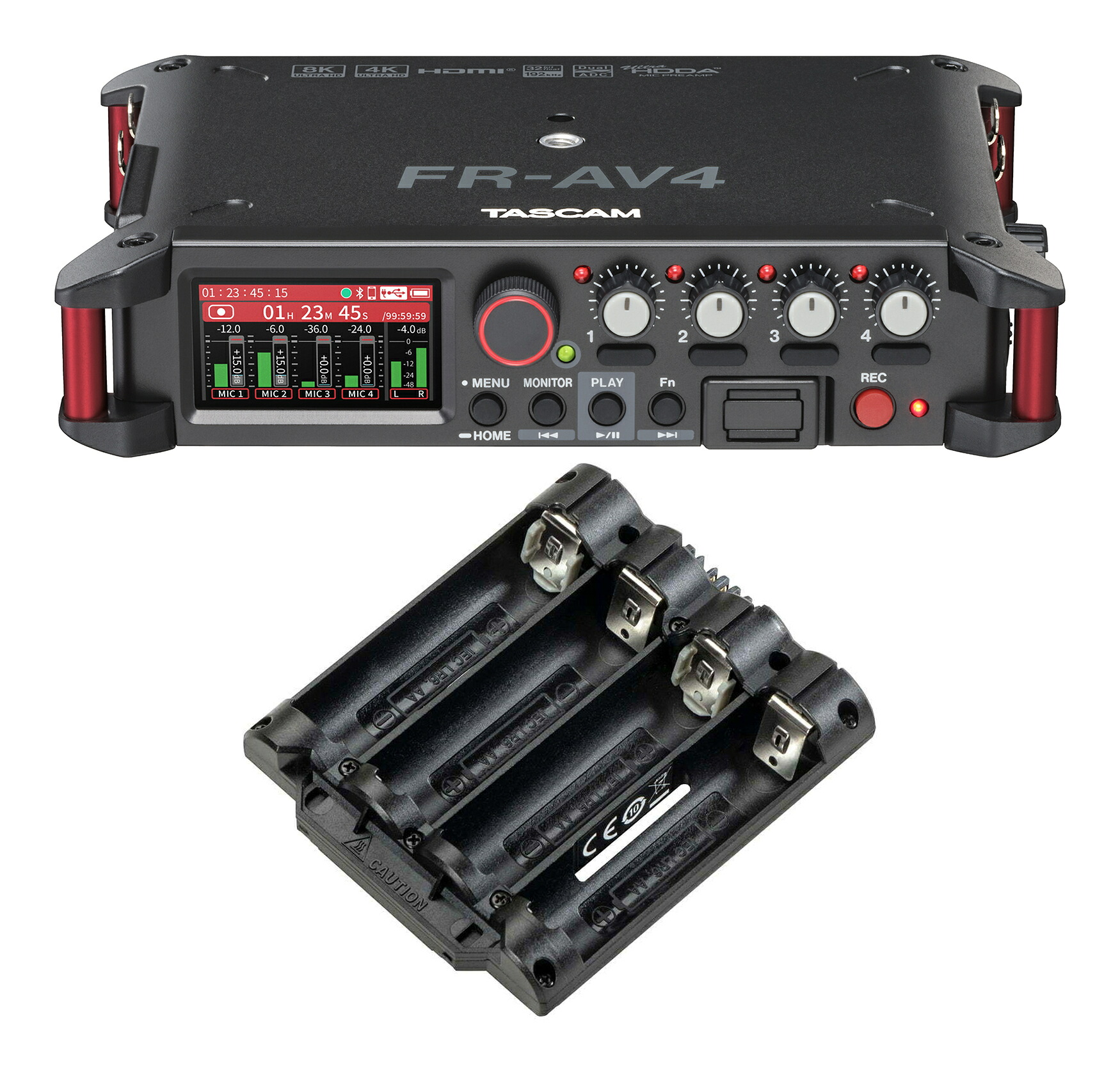 TASCAM FR-AV4+BH-4AA タスカム 32ビットアイスクリームソーダ吹き込み HDMI Sync相応う 4ch活動の領域リコーダー/ミキサー/タイムコードジェネレーター/加えること乾電池保持者付【貨物輸送無料】【尖んがり10倍】