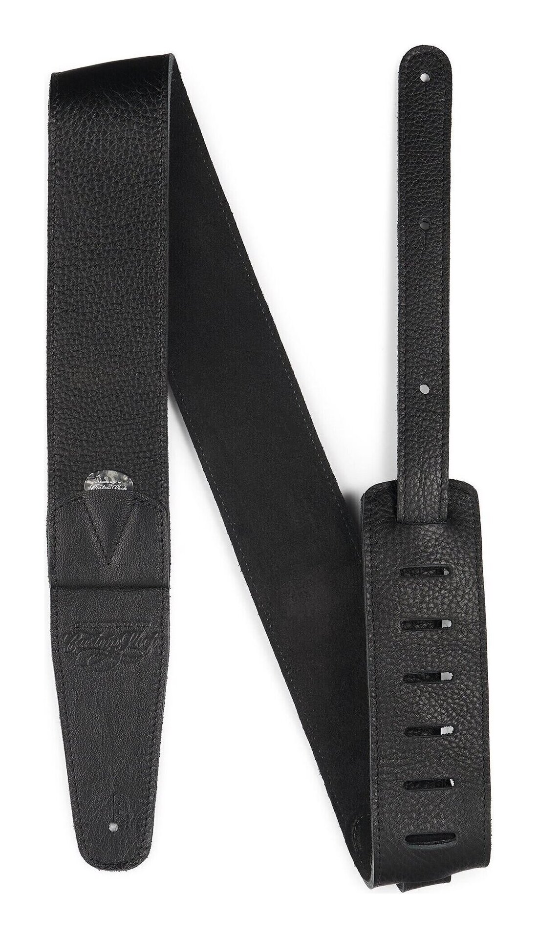 Martin 18A0195 Black マーチン Martin Custom Shop ピックホルダー付 レザー ギター ストラップ【送料無料】