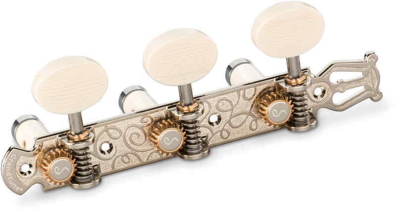 シャーラー Schaller GTC Lyra NI61(40) [Nickel/Galalith oval(ボタン)/White deluxe(ポスト)] クラシックギター用ペグ(糸巻き)セット【送料無料】【ポイント5倍】
