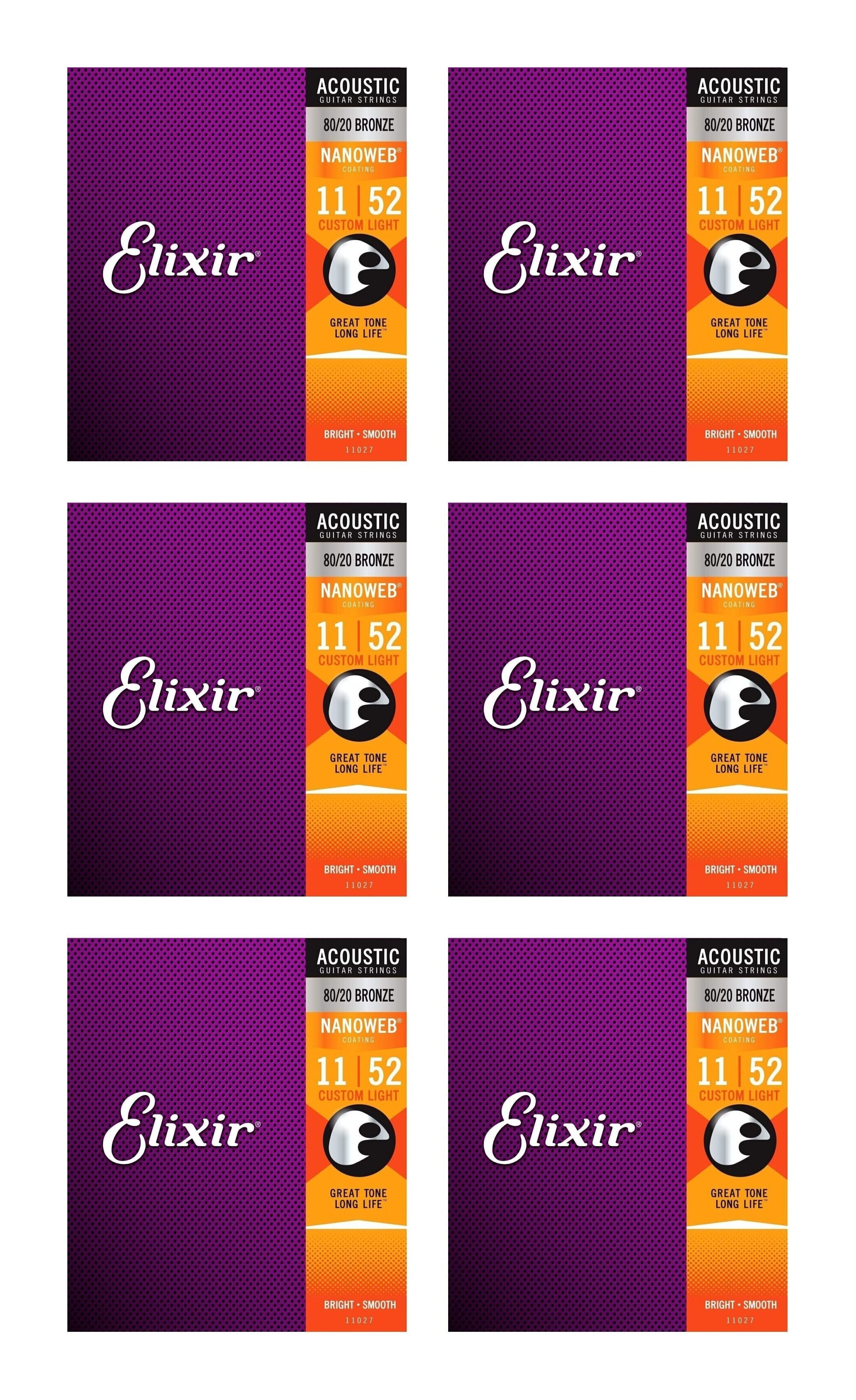 エリクサー Elixir 11027×6セット アコギ弦×6セット