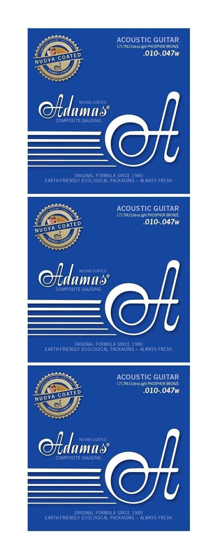 ADAMAS 1717NU/3セット EXTRA LIGHT 独自ゲージ フォスファーブロンズ コーティング弦【メール便発送・全国送料無料・代金引換不可】