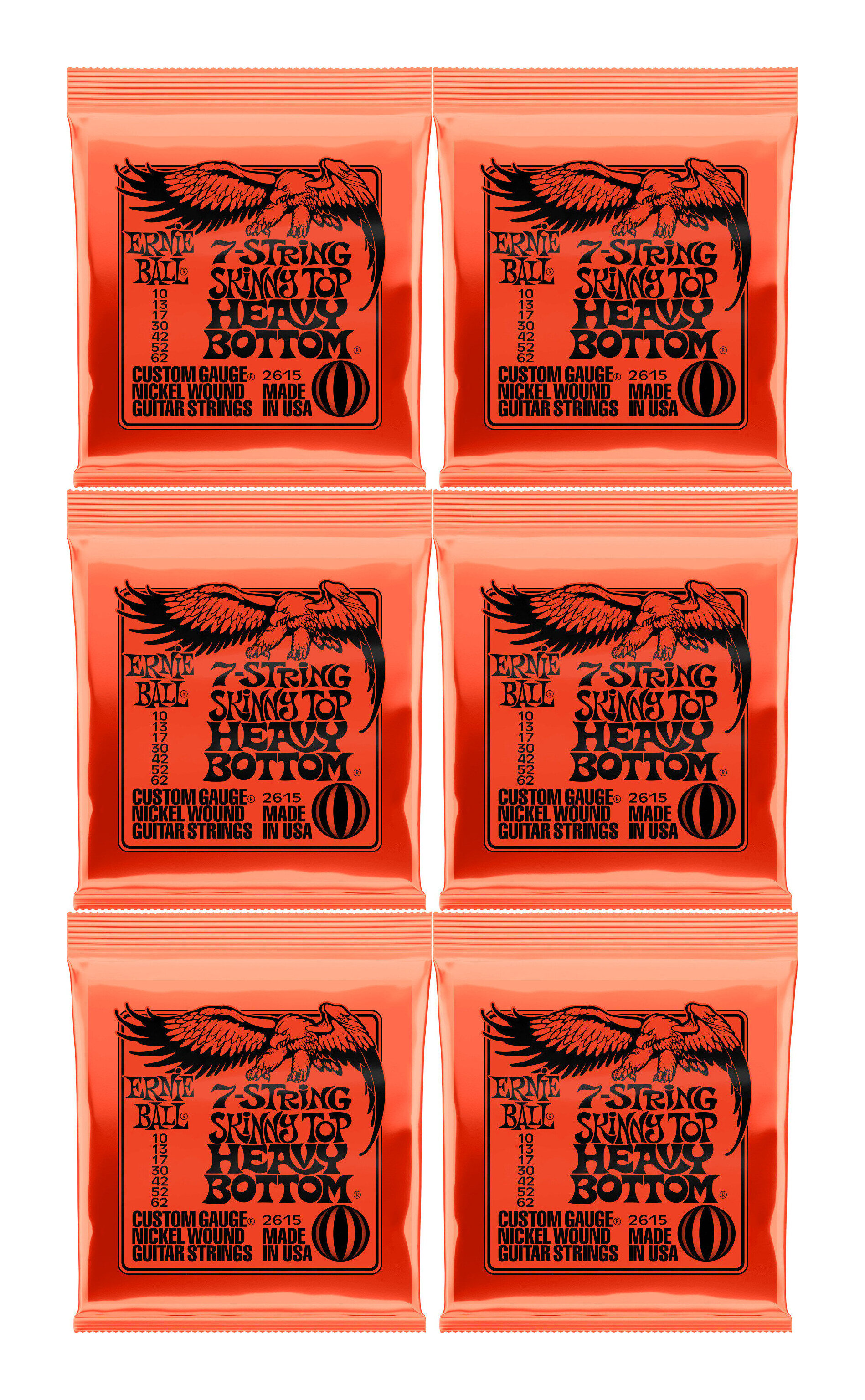 ERNIE BALL 2615 ×6 [10-62] SKINNY TOP HEAVY BOTTOM SLINKY 7-STRING 7弦 エレキギター弦【メール便発送・全国送料無料・代金引換不可】