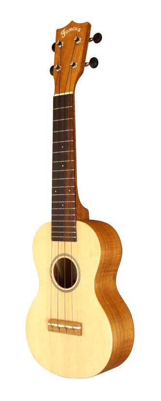 Famous FS-220 スプルース 単板トップ ハワイアンコア ボディ ソプラノ ウクレレ/ケース付【送料無料】【ポイント5倍】 30,030円