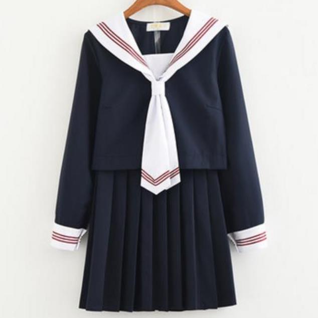 楽天市場 送料無料レディースファッション セーラーワンピース制服 海軍風 学園風 長袖 半袖 シャツ ミニスカート リボン 靴下4点セット女子高生 セーラー服 森ガールスクール制服 学生清純コスプレ 衣装 桜の洋服屋さん