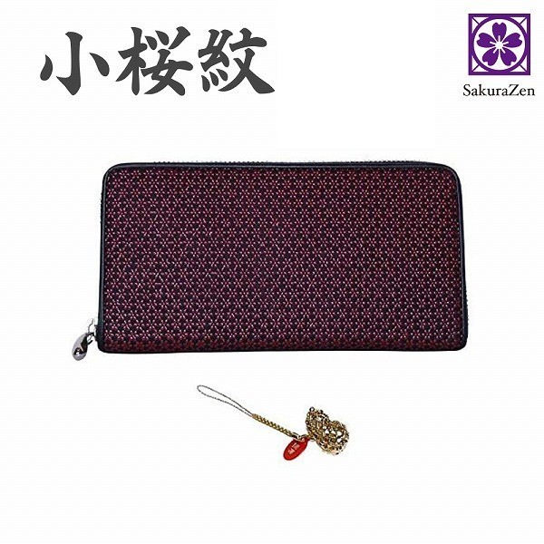 印伝 ラウンド 財布 INDEN 小桜 柄 印傳 和装 和柄 レディース ウォレット 日本製 (黒地:赤漆（瓢箪）)｜さくら禅 いいね百貨