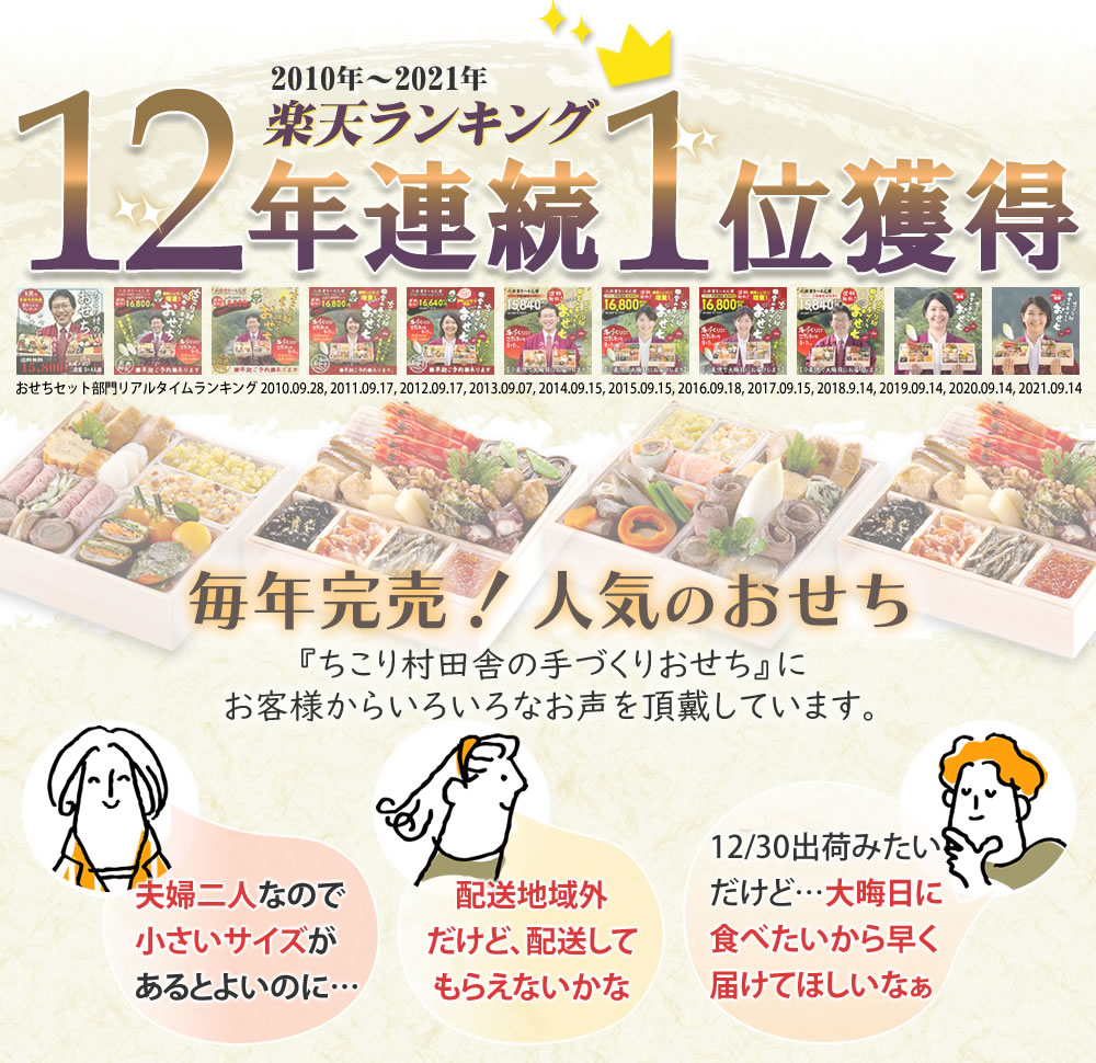 2023/すこし小さめ*冷凍おせち/ちこり村田舎の手づくりおせち【弥栄】二段重2〜3人前送料無料【冷凍】栗おこわ付/手作りおせち料理お節御節和風/