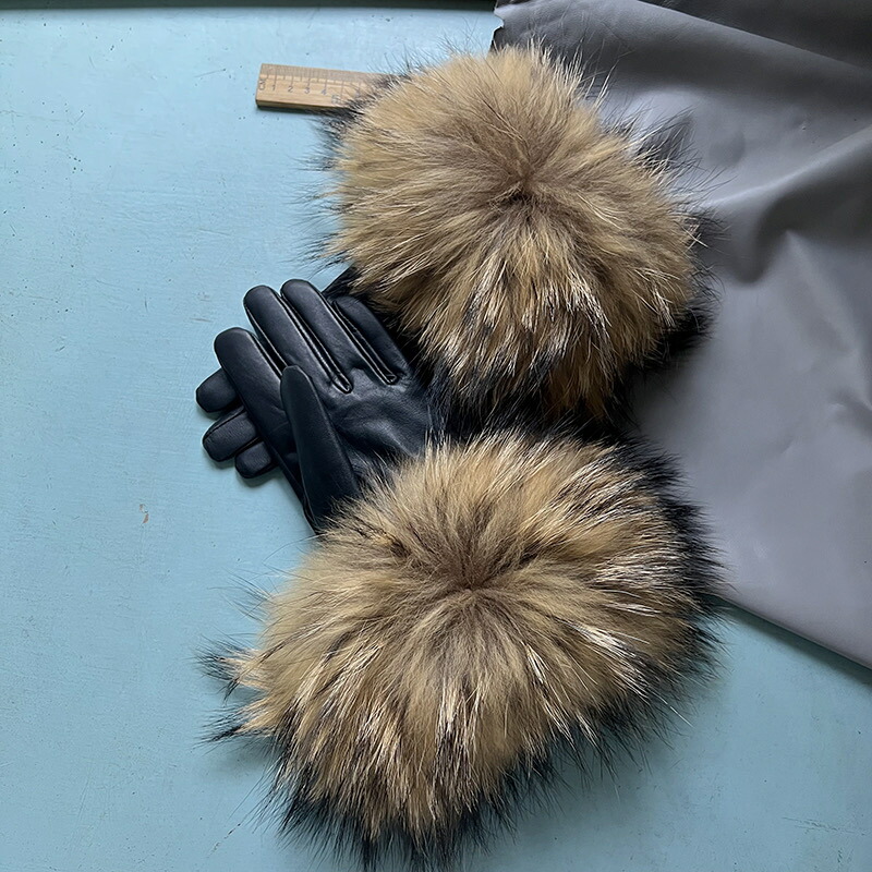 楽天市場】ファー レザー グローブ ソフト ラムレザー フォックス