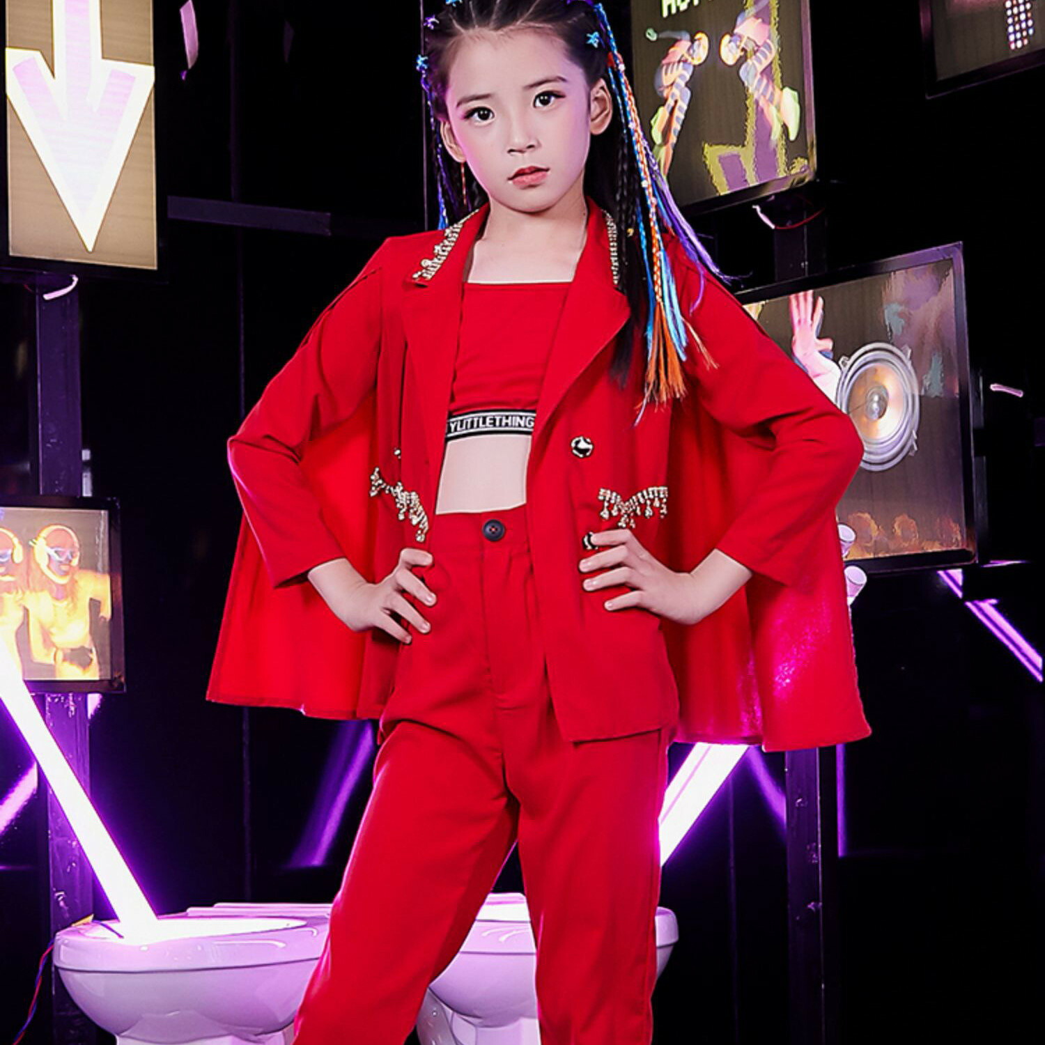 ダンス衣装 キッズ ダンス 衣装 ガールズ パンツ ヒップホップ レッド キッズダンス 韓国風 かっこいい ズボン 男の子 キッズダンス衣装 限定特価