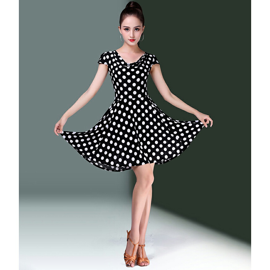 社交ダンス衣装 茶色と青の水玉模様 楽天市場】社交ダンス エレガント ワンピース ドット柄 水玉