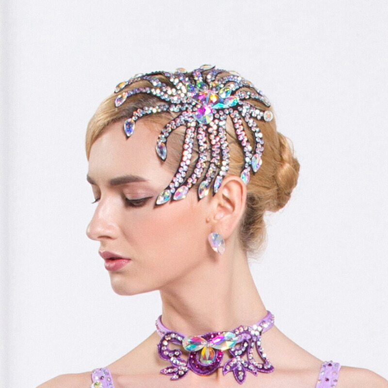 mint様　パープル系♡チャーム付きネックレス　イヤリング　髪飾り　社交ダンス mint様 パープル系♡チャーム付きネックレス イヤリング 髪飾り