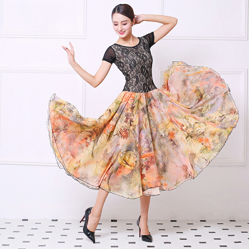 楽天市場】社交ダンス トップス シースルー スカート 半袖 ダンス衣装