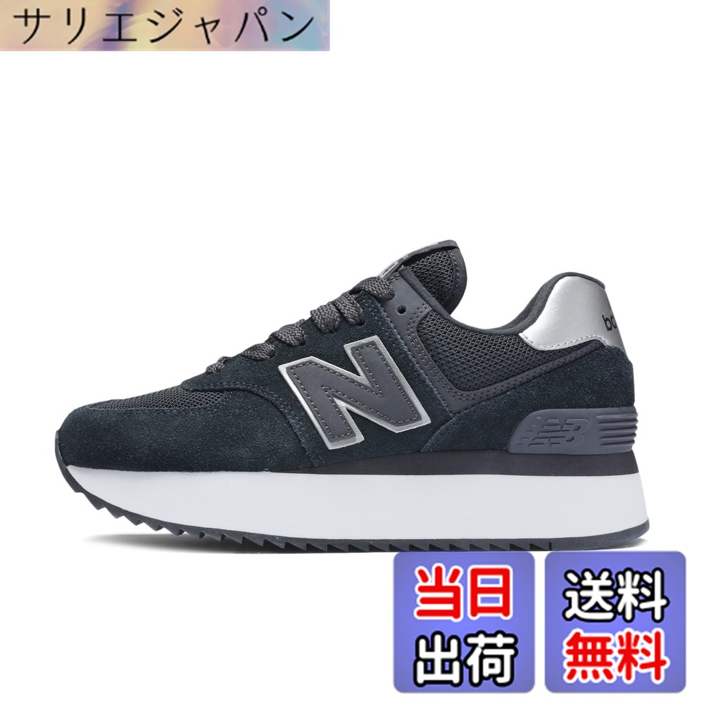 【貨物輸送無料】new balance(ニュー平衡にする) レディース WL574Z 574+ 厚底 付け届けひな形 レディーススニーカー 色：NJ(BLACK)、大きさ：24.0 珊 B