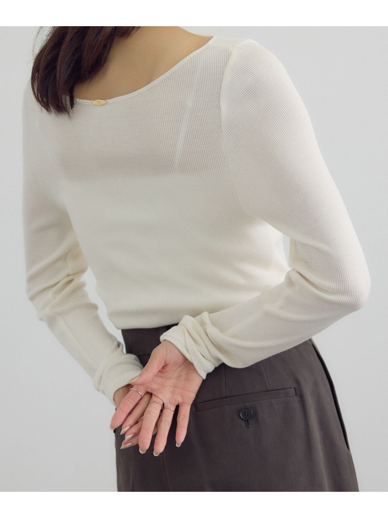 Hug Silkラウンドネックプルオーバー 3 / 新色追加 SALON adam et rope' サロン アダム エ ロペ トップス カットソー・Tシャツ ブラック レッド ホワイト【送料無料】[ Fashion]