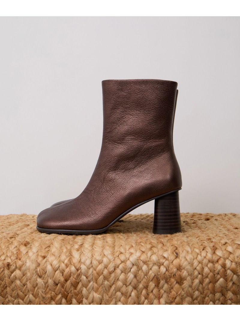 【SALE／50%OFF】【WEB限定】レザースクエアトゥヒールショートブーツ SALON adam et rope' サロン アダム エ ロペ シューズ・靴 ブーツ ブラック【RBA_E】【送料無料】[ Fashion]