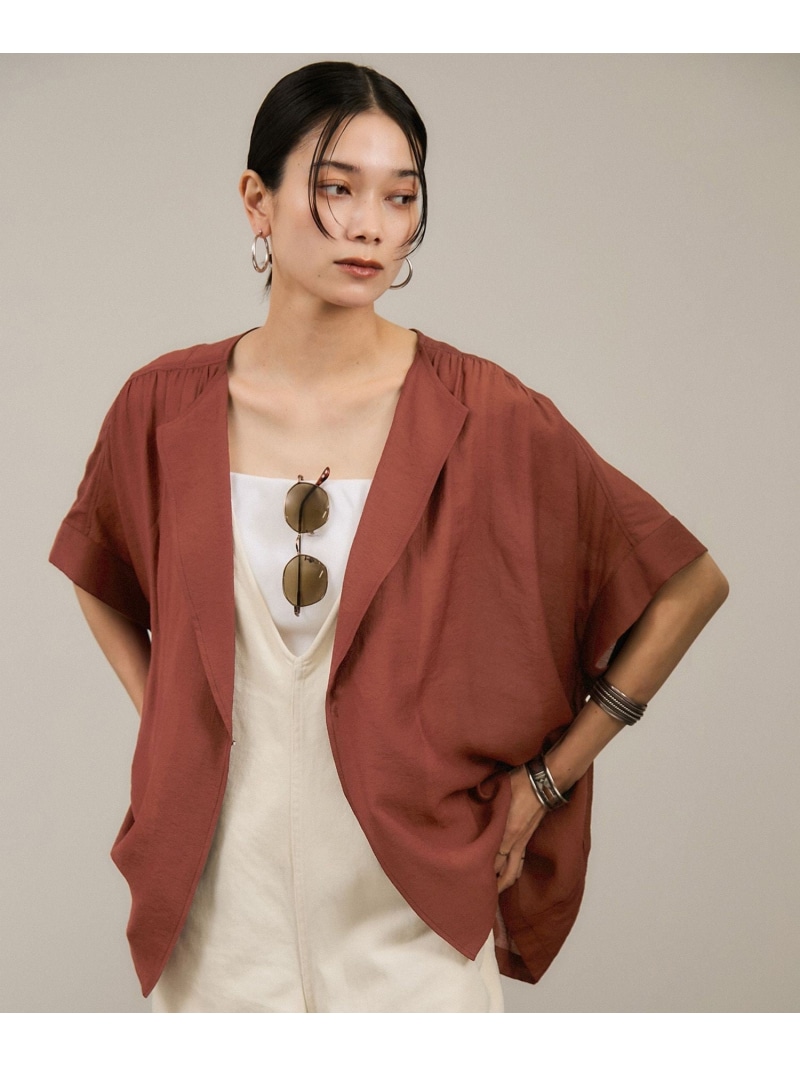 【SALE／10%OFF】【WEB限定】シアーエアリージャケットライクブラウス[洗える] SALON adam et rope' サロン アダム エ ロペ トップス シャツ・ブラウス ブラック ブラウン ホワイト【RBA_E】【送料無料】[ Fashion]