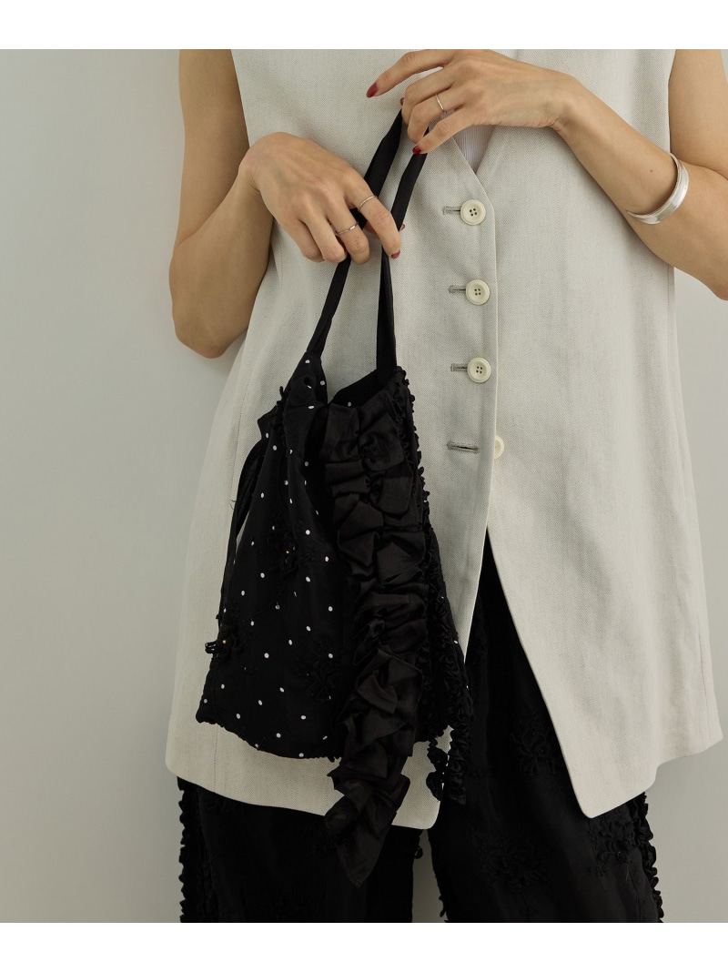 【crinkle crinkle crinkle】別注ドット3D刺繍フリルトートバッグ SALON adam et rope' サロン アダム エ ロペ バッグ トートバッグ ブラック【送料無料】[ Fashion]｜サロン アダム エ ロぺ