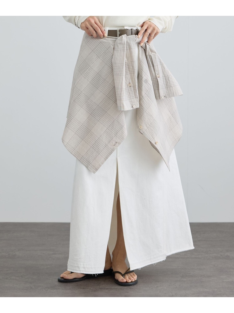 【SALE／40%OFF】【WEB押さえる】リメイクライクデニムスカート SALON adam et rope\u0027 赤ちょうちん アダム エ ロペ スコート 余分の物のスコート 青み 白いこと【RBA_E】【貨物輸送無料】[ Fashion]
