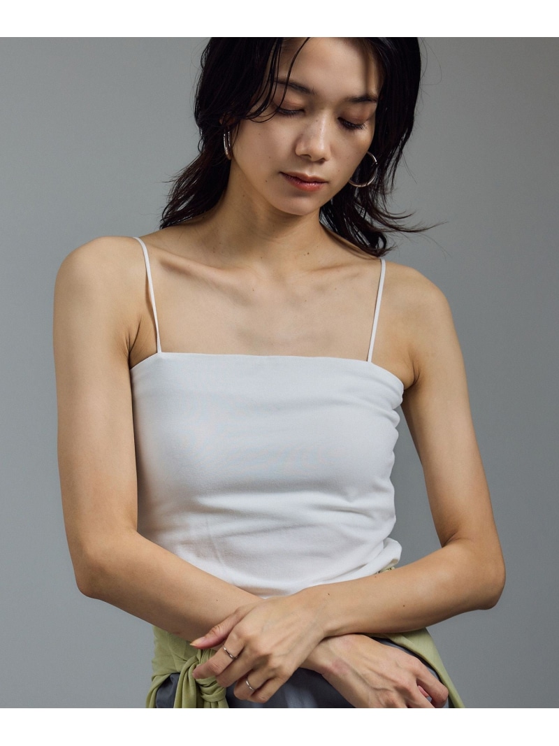 ベア天カップ付きベアトップキャミソール[UVケア・接触冷感] SALON adam et rope' サロン アダム エ ロペ トップス キャミソール ブラック ホワイト【送料無料】[ Fashion]