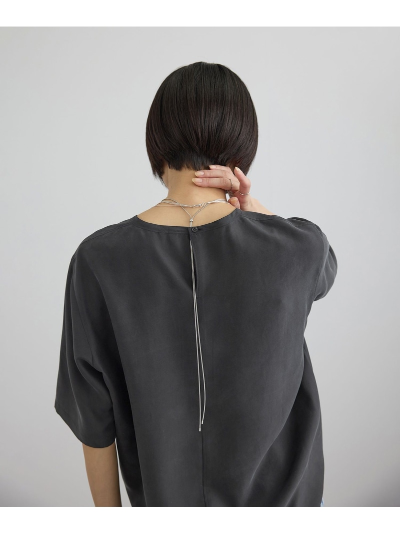 [26SS]GENTLE SILK ハーフスリーブプルオーバー SALON adam et rope\u0027 赤ちょうちん アダム エ ロペ トップス カットソー・プルオーバー 黒いこと ベージュ【貨物輸送無料】[ Fashion]