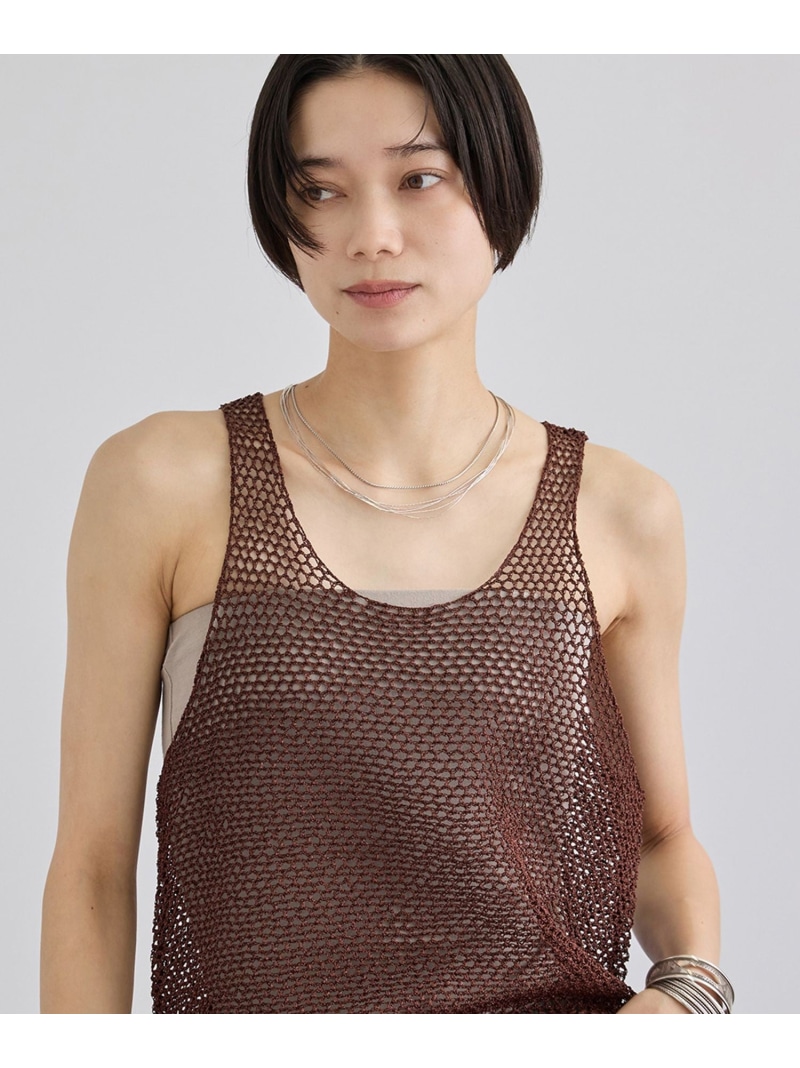 【SALE／30%OFF】ラメメッシュタンクトップ SALON adam et rope' サロン アダム エ ロペ トップス ノースリーブ・タンクトップ ベージュ ブラウン【RBA_E】【送料無料】[ Fashion]｜サロン アダム エ ロぺ