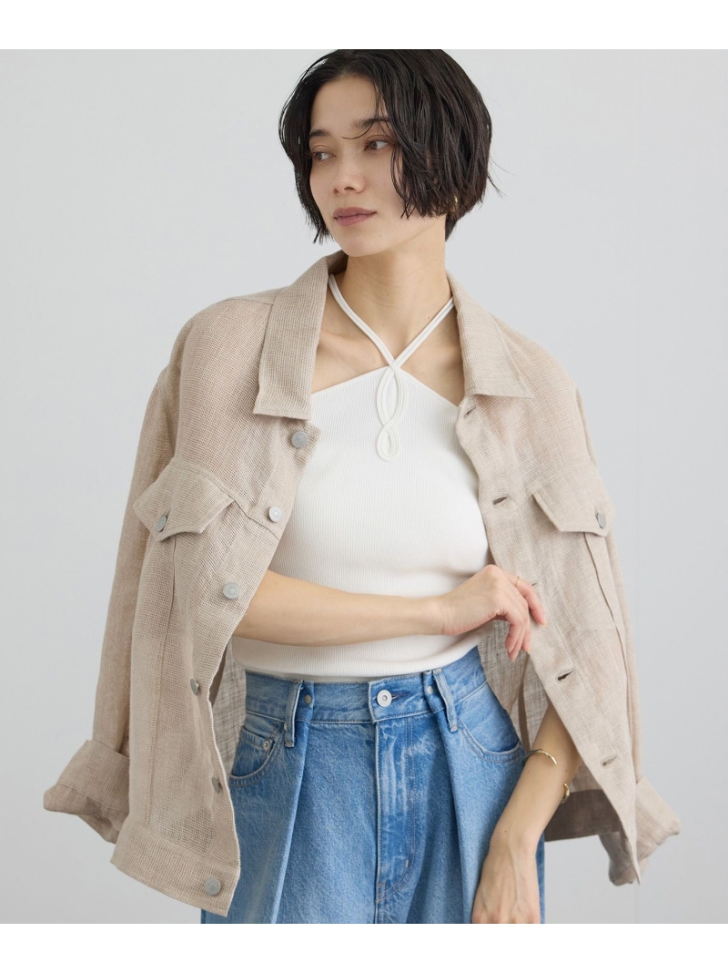リネンカラミシアーGジャン / イージーケア SALON adam et rope\u0027 赤ちょうちん アダム エ ロペ ジャケット・アウター 余分の物のジャケット・アウター 白いこと ベージュ【貨物輸送無料】[ Fashion]