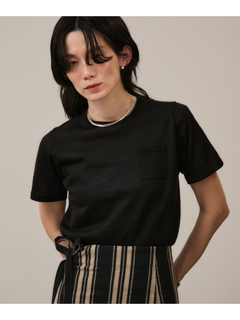 【SALE／30%OFF】クロップドハーフスリーブリネンニット[ドライタッチ・洗える] SALON adam et rope' サロン アダム エ ロペ トップス カットソー・Tシャツ ピンク ホワイト ブラック ブルー カーキグリーン【RBA_E】【送料無料】[ Fashion]｜サロン アダム エ ロぺ