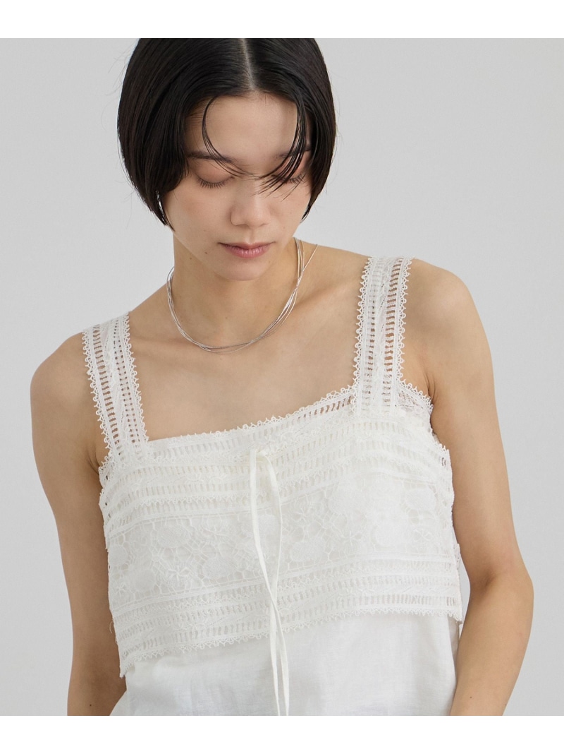 チュニジアパターンクラフトレースキャミ SALON adam et rope' サロン アダム エ ロペ トップス キャミソール ブラック ホワイト【先行予約】*【送料無料】[ Fashion]｜サロン アダム エ ロぺ