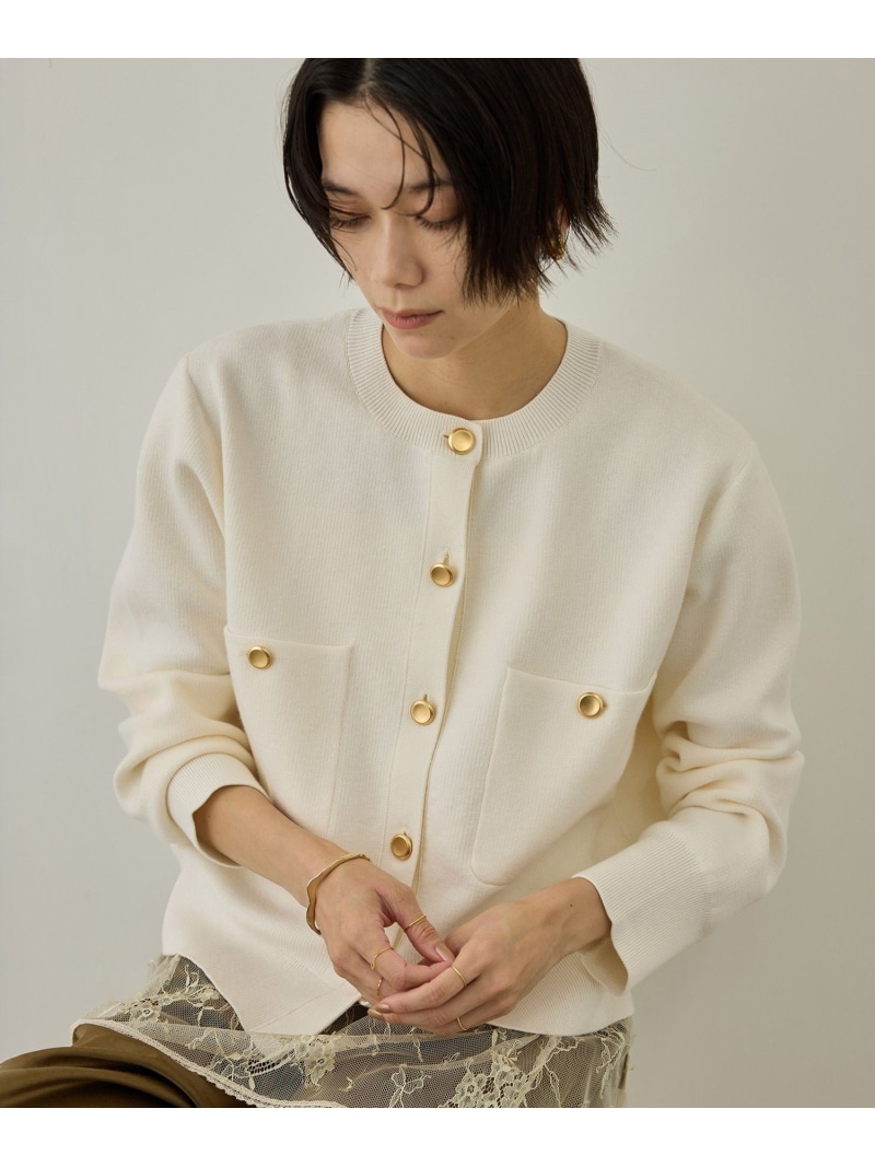 【WEB限定】スウェットライクメタルボタンカーディガン 3 / 新色追加 SALON adam et rope' サロン アダム エ ロペ トップス カーディガン ブラウン ホワイト ブラック【先行予約】*【送料無料】[ Fashion]｜サロン アダム エ ロぺ