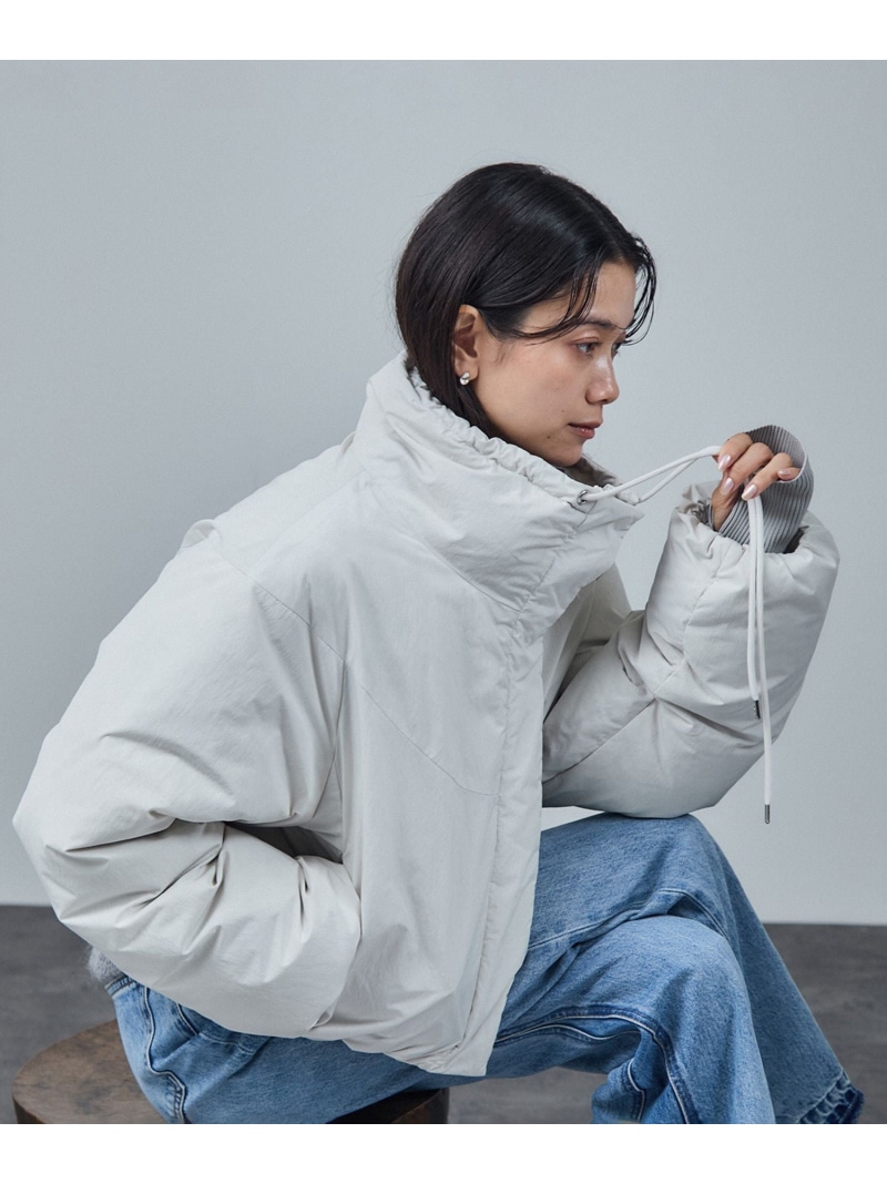 [GREENDOWN(緑であること落ちこむ)]クロップドダウンブルゾン/ 撥水工業 SALON adam et rope\u0027 赤ちょうちん アダム エ ロペ ジャケット・アウター ダウンジャケット・ダウンベスト 黒いこと ベージュ 白いこと【貨物輸送無料】[ Fashion]