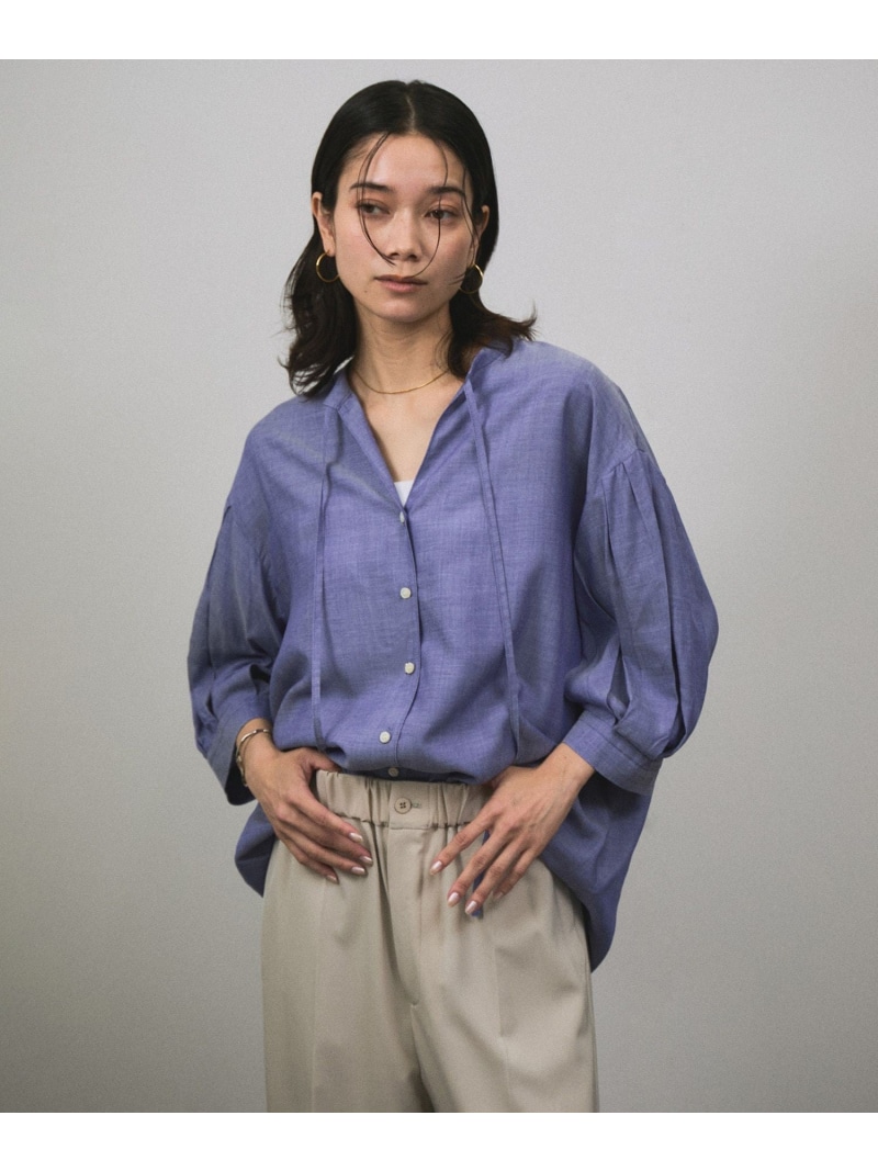 【SALE／40%OFF】オンブレチェック ボリュームスリーブブラウス SALON adam et rope' サロン アダム エ ロペ トップス シャツ・ブラウス ブルー ブラック【RBA_E】【送料無料】[ Fashion]