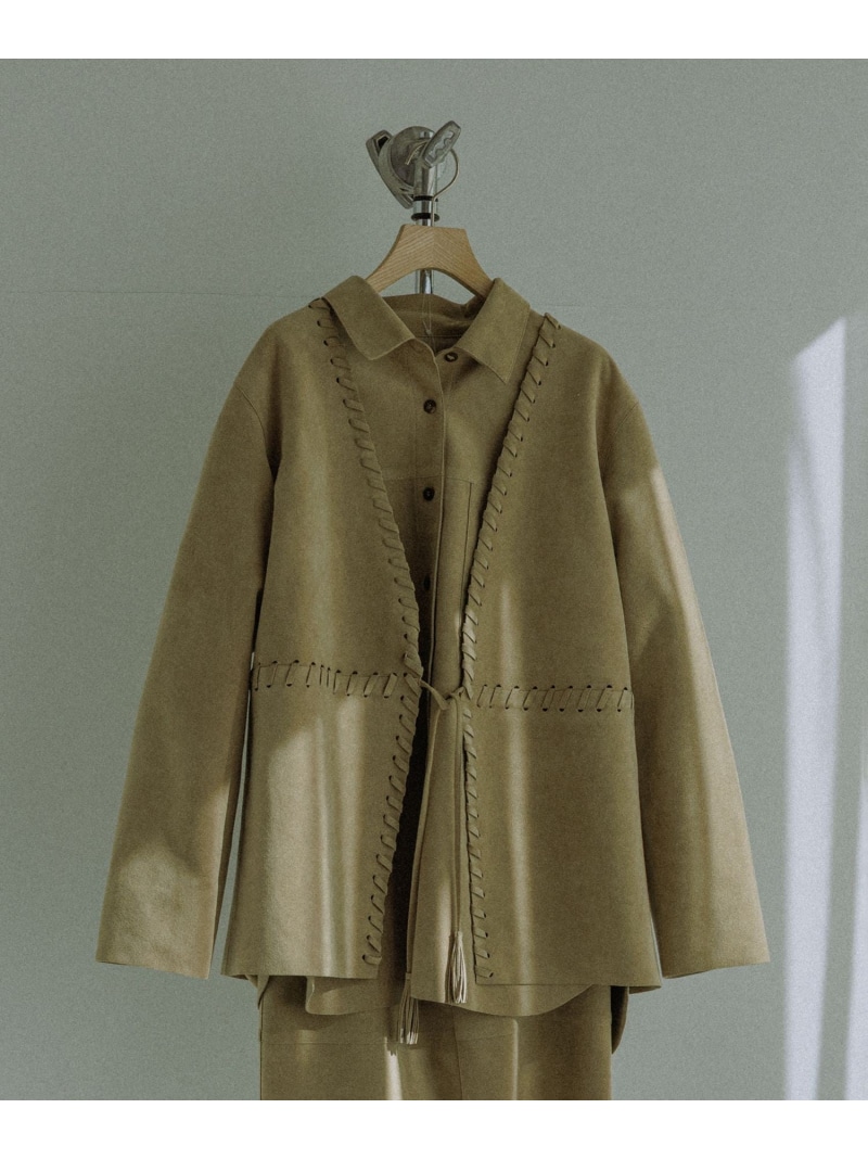 【SALE／50%OFF】ウルトラスウェードノーカラータッセルジャケット SALON adam et rope' サロン アダム エ ロペ ジャケット・アウター ノーカラージャケット ホワイト ベージュ【RBA_E】【送料無料】[ Fashion]｜サロン アダム エ ロぺ
