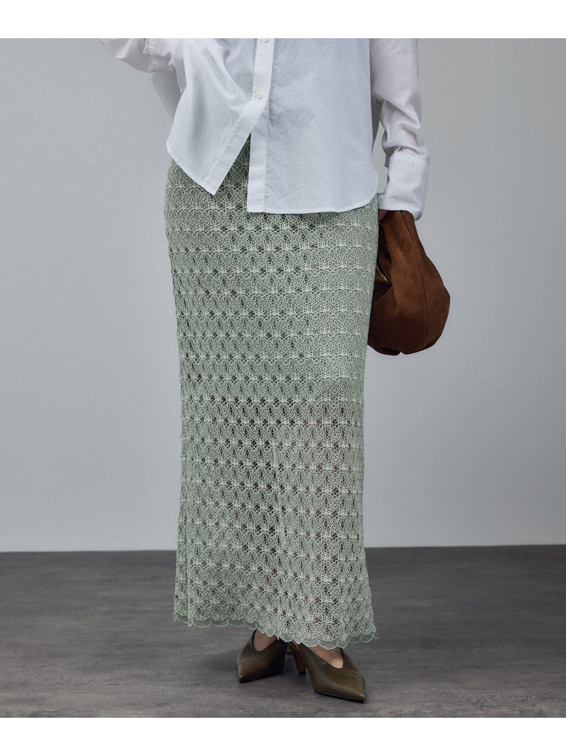 【SALE／50%OFF】ラッセルレースヘムスカラップスカート / セットアップ相応う SALON adam et rope\u0027 赤ちょうちん アダム エ ロペ スコート 余分の物のスコート 緑であること 白いこと 黒いこと【RBA_E】【貨物輸送無料】[ Fashion]