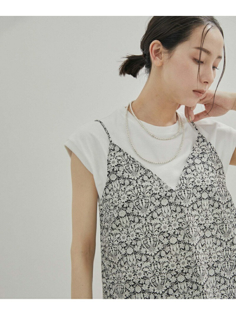 【SALE／40%OFF】【LIBERTY】【セットアップ対応・洗える】リバティプリントバックスリットキャミソール SALON adam et rope' サロン アダム エ ロペ トップス キャミソール ブラウン ピンク ブラック【RBA_E】【送料無料】[ Fashion]