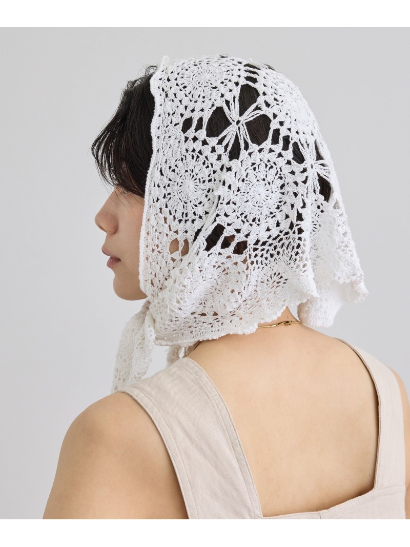 【WEB押さえる】クロシェバブーシュカ SALON adam et rope\u0027 赤ちょうちん アダム エ ロペ 流行り物雑貨 スカーフ・バンダナ ベージュ 黒いこと【此れから取って置く】*【貨物輸送無料】[ Fashion]
