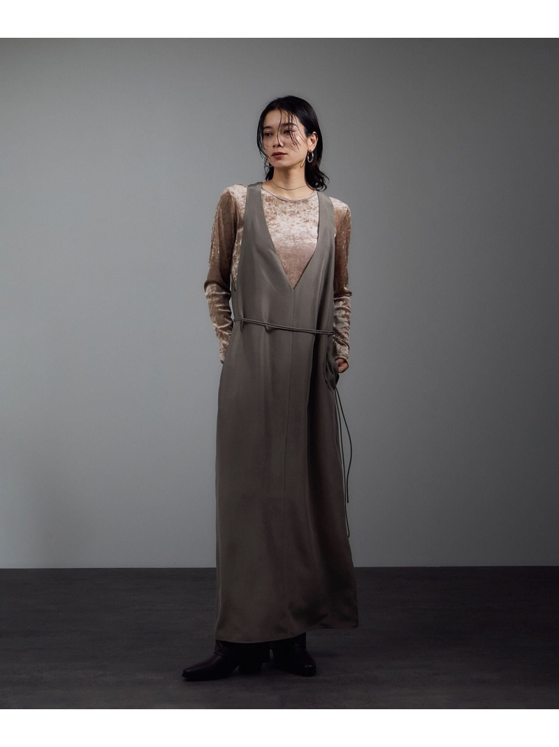 【SALE／30%OFF】[25AW]GENTLE SILK ジャンパースカート【セットアップ対応・洗える】 SALON adam et rope' サロン アダム エ ロペ ワンピース・ドレス ジャンパースカート ブラウン ピンク ブラック【RBA_E】【送料無料】[ Fashion]｜サロン アダム エ ロぺ
