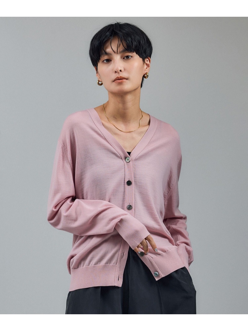 【SALE／50%OFF】30ゲージウールニットカーディガン SALON adam et rope\u0027 赤ちょうちん アダム エ ロペ トップス ジレー 黒いこと さくら色 ベージュ【RBA_E】【貨物輸送無料】[ Fashion] カーディガン・ボレロ-レディースファッション-トップス