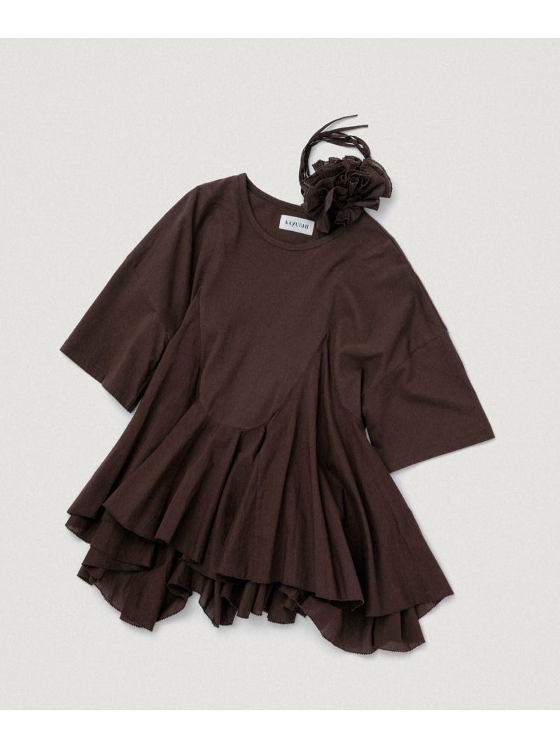 【AAYUSHI(アユーシ) for SALON】別注ペプラムラッフルTシャツ SALON adam et rope' サロン アダム エ ロペ トップス カットソー・Tシャツ ベージュ【先行予約】*【送料無料】[ Fashion] 16,863円