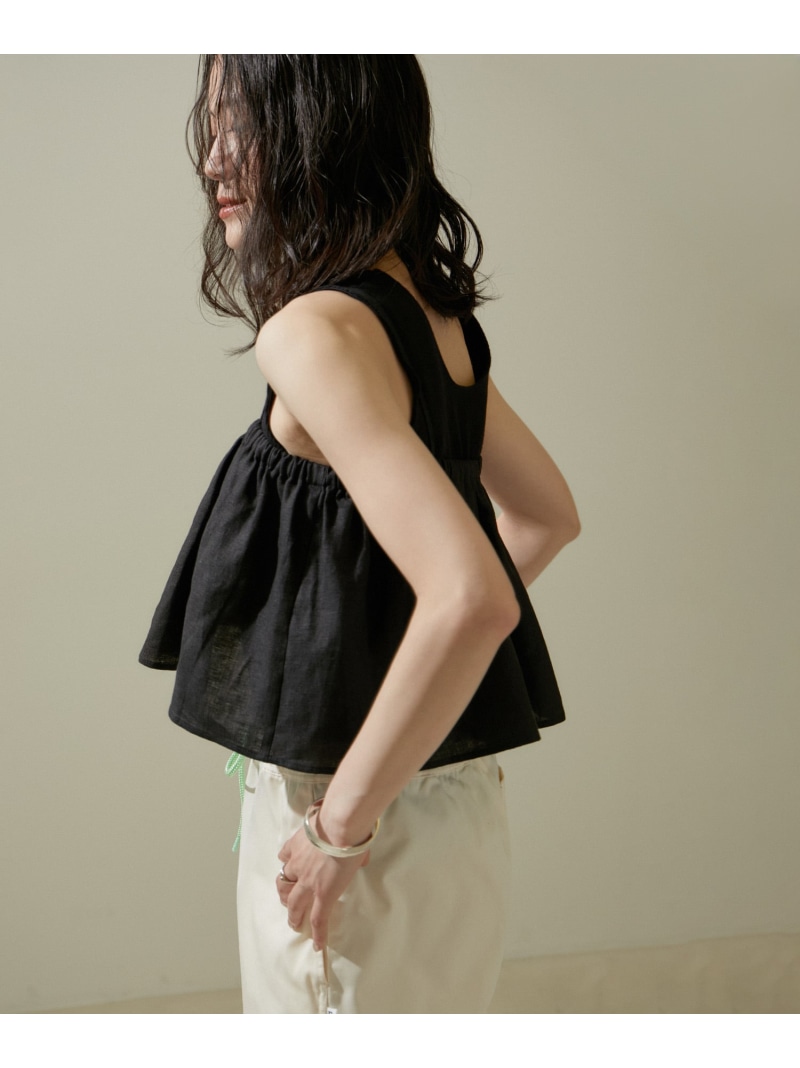 リネンビスチェ\u0026リブタンクセット SALON adam et rope\u0027 赤ちょうちん アダム エ ロペ トップス ノースリーブ・貯蔵タンクとっ始め ベージュ 黒いこと【貨物輸送無料】[ Fashion]