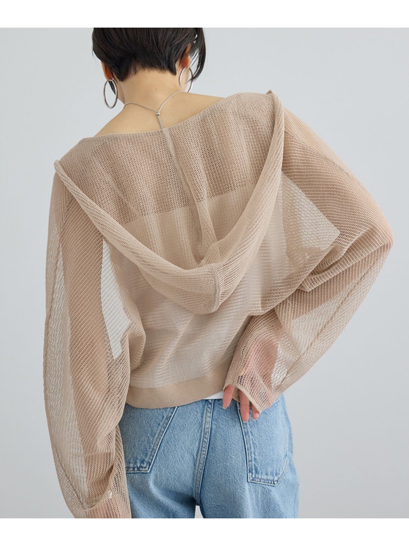 コットンリネンメッシュフードボレロ SALON adam et rope' サロン アダム エ ロペ トップス カーディガン ベージュ ブラック ホワイト【先行予約】*【送料無料】[ Fashion] 15,246円