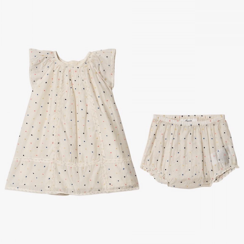 マルチカラードットレース ２a ss Bebe ss ブルマセット 女の子 ブルマ付き De ドレス ドレス ボンポワン ワンピース ベビー ３a Salon フランスを代表する老舗子供服ブランド レース Brocoli ドット柄 Bonpoint