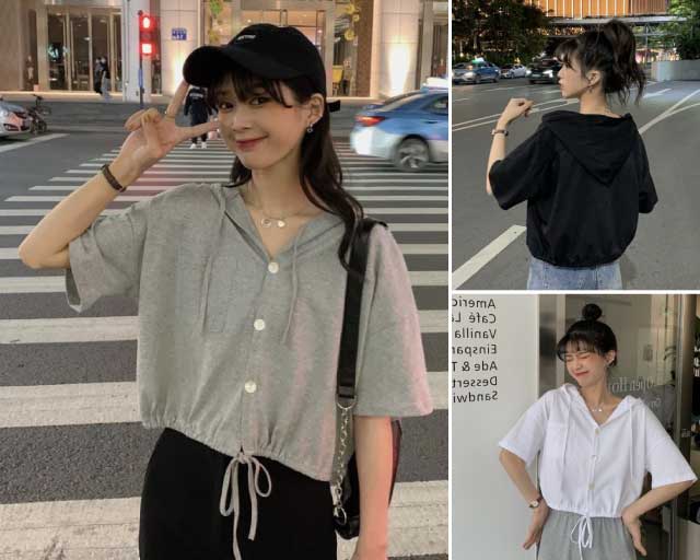 楽天市場 再入荷 メール便送料無料 ショート丈半袖パーカーレディース パーカー 前開き 前ボタン フード カジュアル ダンス アメカジ スポーティ 薄手 裾しぼり 軽い 10代代 高校生 グレー 黒 白 可愛い Selectshop Salon De La La 楽天市場 再入荷 メール便送料無料 ショート丈半袖パーカーレディース パーカー 前開き 前ボタン フード カジュアル ダンス アメカジ スポーティ 薄手 裾しぼり 軽い 10代代 高校生 グレー 黒 白 可愛い Selectshop Salon De La La