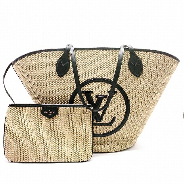 【未当て嵌める品】が新入荷!!【滅多に無い品】【サンジャック ニットラフィア】LOUIS VUITTON ルイヴィトン M59808  トートバッグ ショルダーバック かご御徒面子 サンジャック 黒いこと ベージュ 黒
