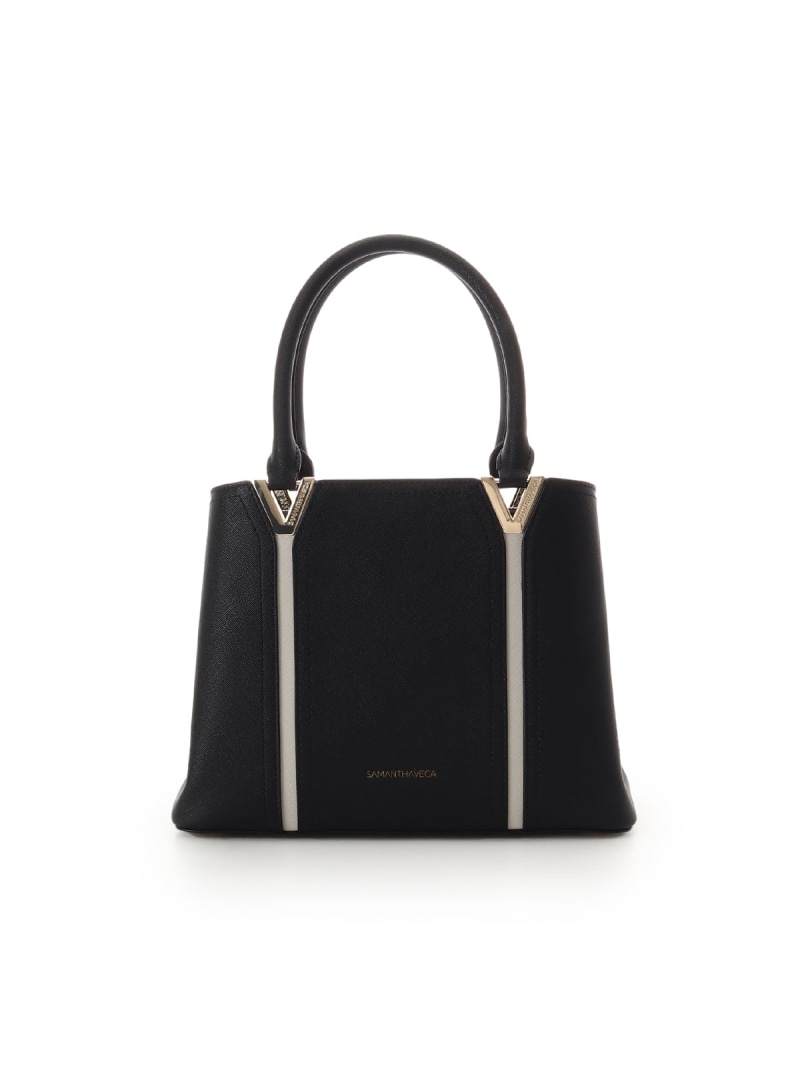 【SALE／50%OFF】Vカットハンドバッグ SAMANTHAVEGA サマンサ ベガ バッグ ハンドバッグ ブラック グレー ホワイト【RBA_E】【送料無料】[ Fashion]