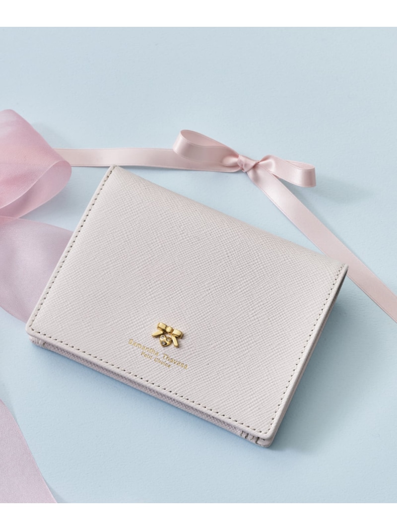 プチリボン薄マチ折財布 Samantha Thavasa Petit Choice サマンサタバサプチチョイス 財布・ポーチ・ケース 財布 ホワイト ピンク グレー【送料無料】[ Fashion]｜Samantha Thavasa　サマンサタバサ