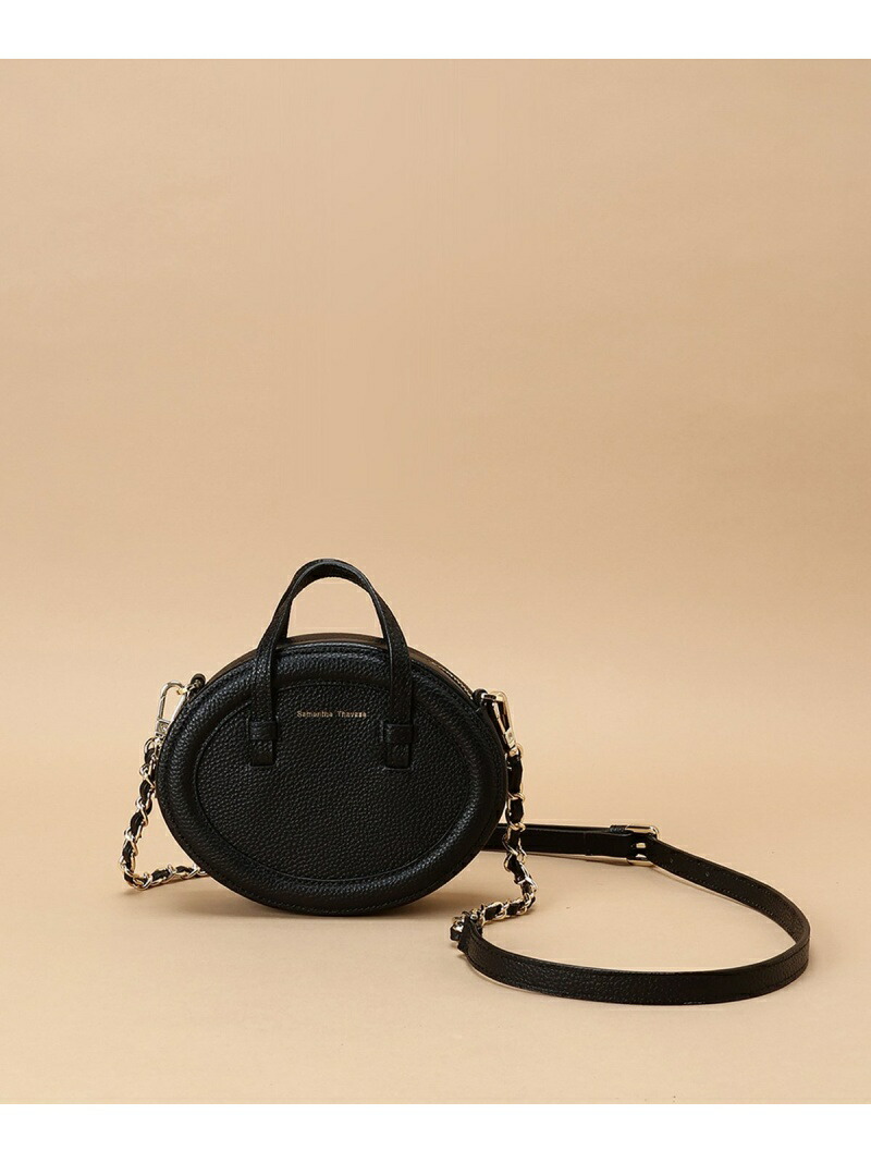 【SALE／50%OFF】シンプルサークル型 レザーミニショルダーバッグ Samantha Thavasa サマンサタバサ 御徒面子 ショルダーバッグ 黒いこと 緑であること サクラ色 ベージュ【RBA_E】【貨物輸送無料】[ Fashion]