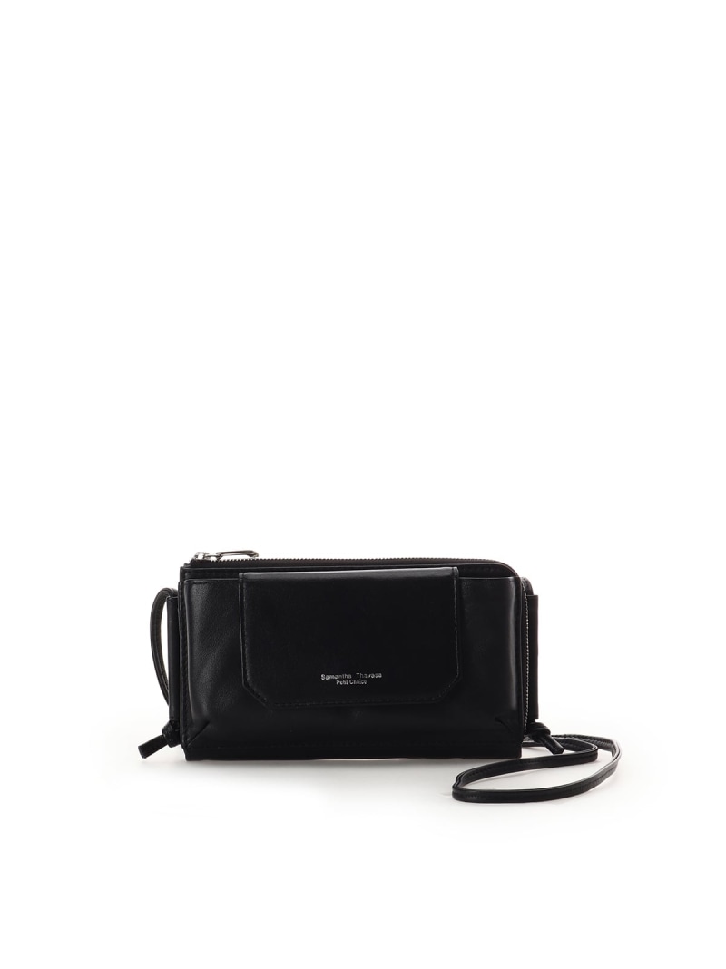 フラップレザースマホショルダー Samantha Thavasa Petit Choice サマンサタバサプチチョイス バッグ ショルダーバッグ ブラック シルバー ピンク グリーン【送料無料】[ Fashion]
