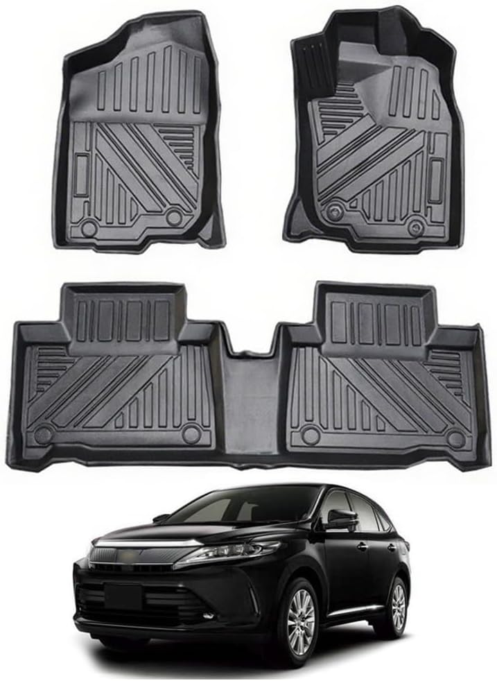 フロアマット トヨタ ハリアー 60系 対応 カーマット HARRIER ASU/AVU/ZSU6# H25.12～R2.5 専用設計 1-2列目マット TPE素材 防水 滑り 防止 耐汚れ 取付簡単 内装 カスタムパーツ アクセサリー カー用品 (トヨタ ハリアー 60系)