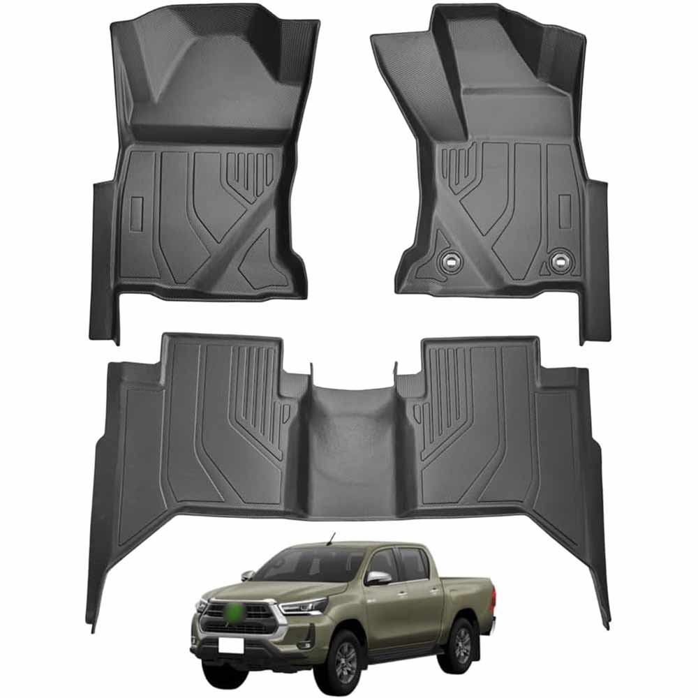 フロアマット ハイラックス GUN125 対応 カーマット セカンドマット トヨタ ハイラックス GUN125 HILUX GUN125 2017年9月～ 右ハンドル 専用設計 立体保護パーツ TPE素材 防水 滑り 防止 耐汚れ 取付簡単 カー用品 アクセサリー (ハイラックス GUN125型)